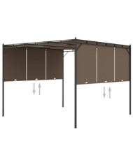 Belvédère de jardin avec rideau latéral 3x3x2,25 m Taupe | Mobilier & Déco