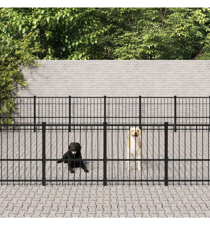 Chenil d'extérieur pour chiens Acier 39,52 m² | Mobilier & Déco