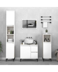 Armoire de salle de bain blanc 65x33x60 cm bois d'ingénierie | Mobilier & Déco