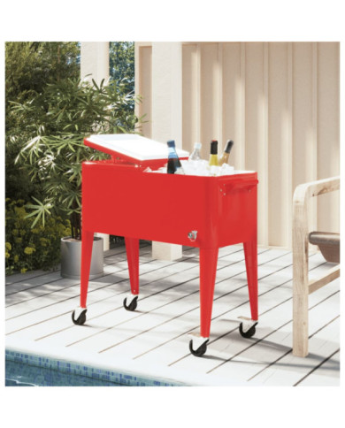 Chariot à roulettes pour glacières rouge 92x43x89 cm | Mobilier & Déco