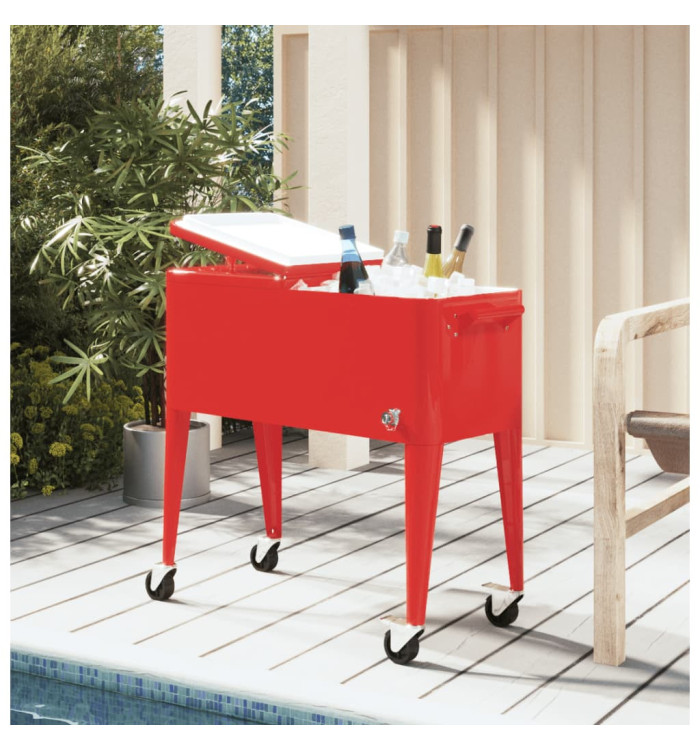 Chariot à roulettes pour glacières rouge 92x43x89 cm | Mobilier & Déco