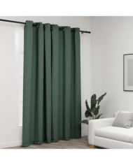 Rideau occultant Aspect de lin avec œillets Vert 290x245 cm | Mobilier & Déco