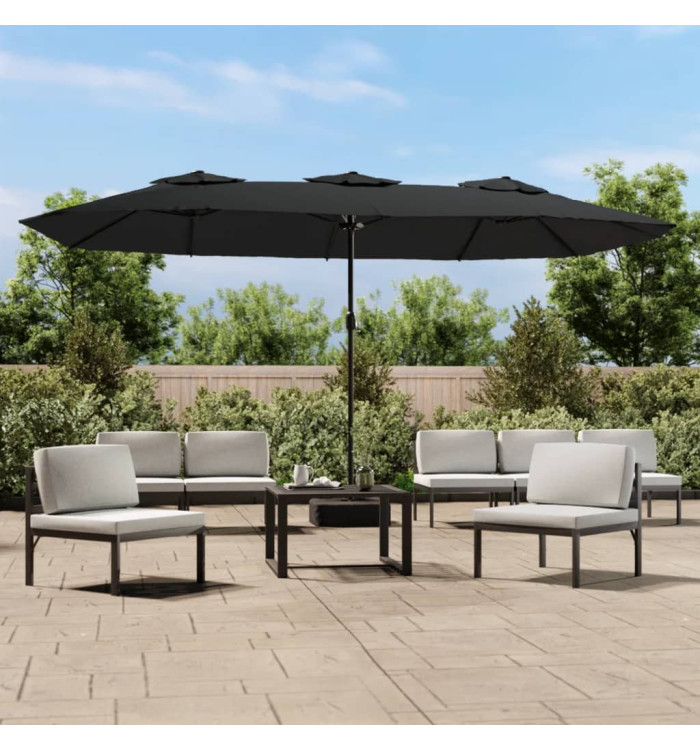 Parasol de jardin à double tête avec LED noir 449x245 cm | Mobilier & Déco
