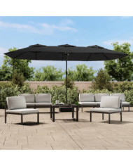 Parasol de jardin à double tête avec LED noir 449x245 cm | Mobilier & Déco