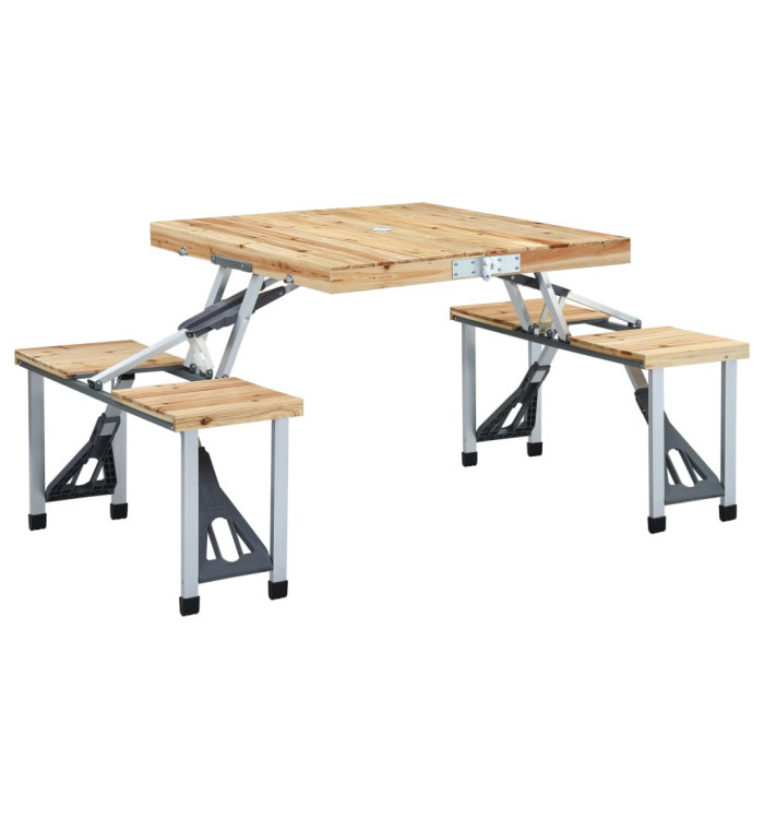 Table pliable de camping avec 4 sièges Acier Aluminium | Mobilier & Déco