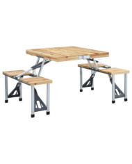 Table pliable de camping avec 4 sièges Acier Aluminium | Mobilier & Déco