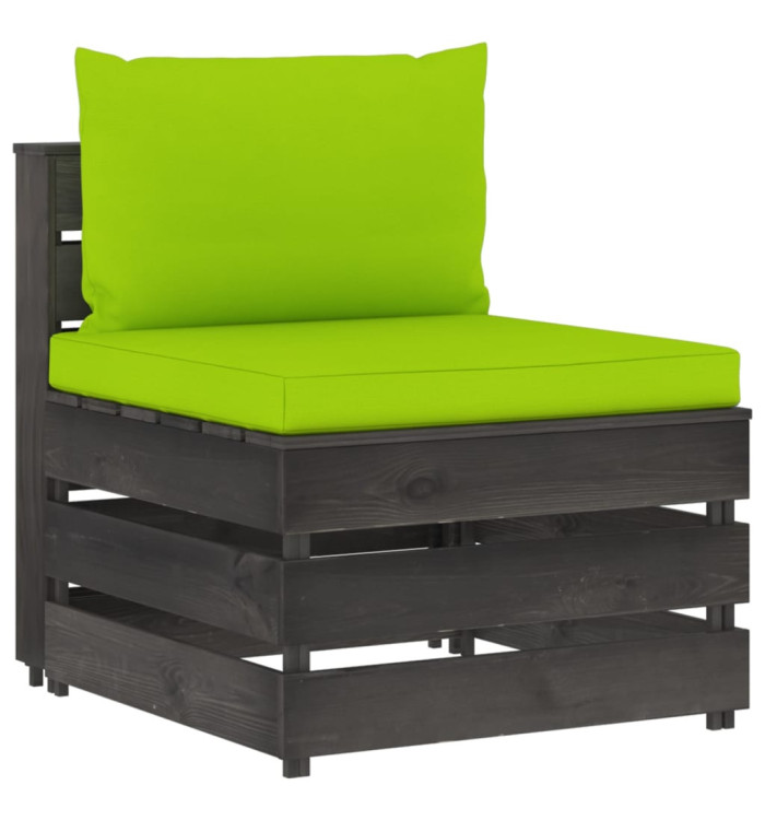 Canapé central sectionnel avec coussins Bois imprégné de gris | Mobilier & Déco