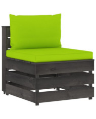 Canapé central sectionnel avec coussins Bois imprégné de gris | Mobilier & Déco