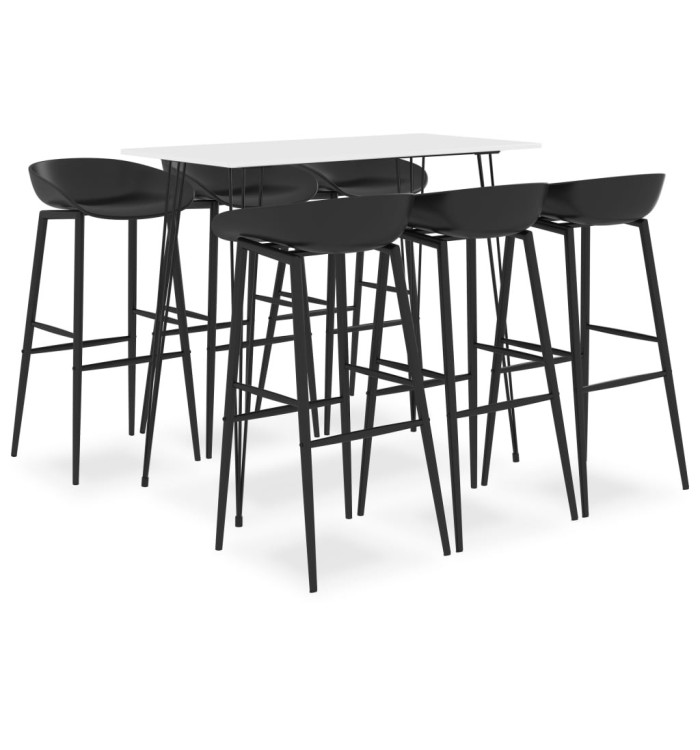 Ensemble de bar 7 pcs Blanc et noir | Mobilier & Déco