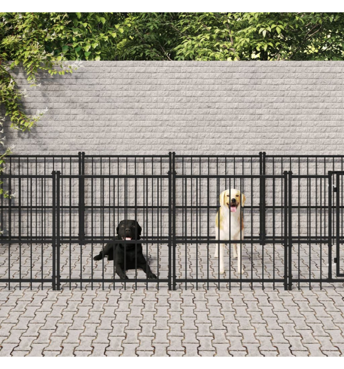 Chenil d'extérieur pour chiens Acier 15,02 m² | Mobilier & Déco
