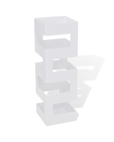 Blanc Carré Porte-parapluie Stockage pour cannes bâtons Acier 48,5 cm | Mobilier & Déco