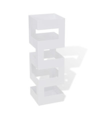Blanc Carré Porte-parapluie Stockage pour cannes bâtons Acier 48,5 cm | Mobilier & Déco