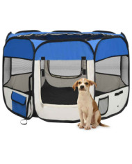 Parc pour chiens pliable avec sac de transport Bleu 90x90x58 cm | Mobilier & Déco