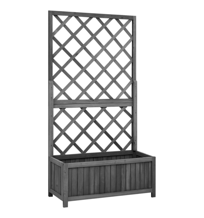 Jardinière à treillis jardin Noir 70x30x135 cm Bois de sapin | Mobilier & Déco