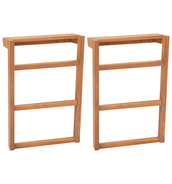 Porte-serviettes 2 pcs Bois de teck massif | Mobilier & Déco
