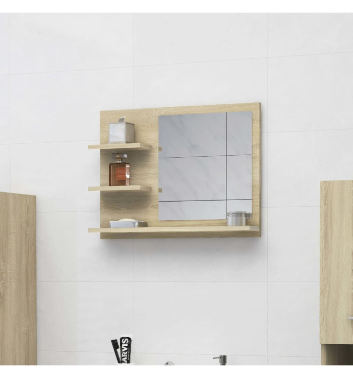 Miroir de salle de bain chêne sonoma bois d’ingénierie | Mobilier & Déco