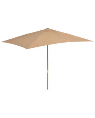 Parasol d'extérieur avec mât en bois 200 x 300 cm taupe | Mobilier & Déco