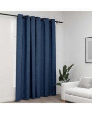 Rideau occultant Aspect de lin avec œillets Bleu 290x245 cm | Mobilier & Déco
