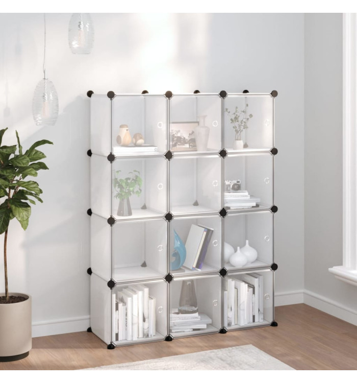 Cubes de rangement 12 pcs avec portes Transparent PP | Mobilier & Déco