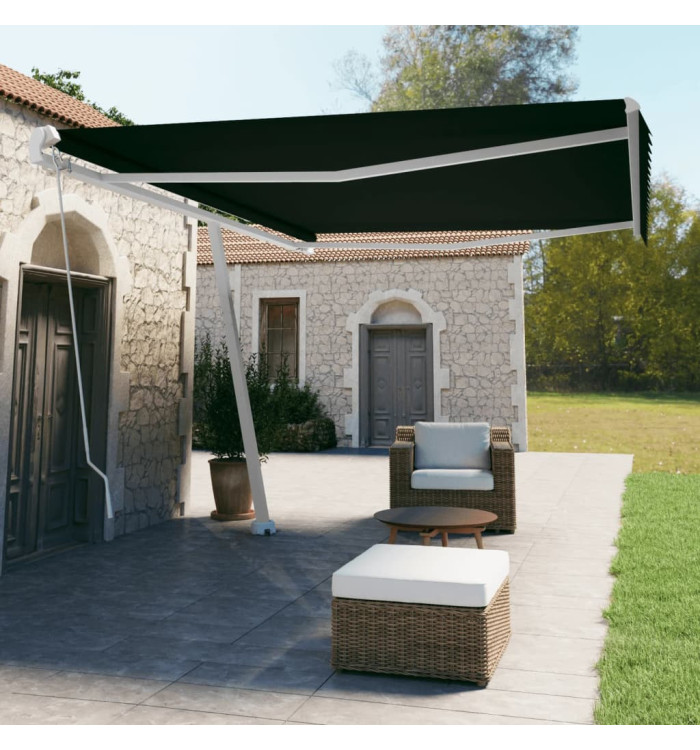 Auvent manuel rétractable sur pied 500x350 cm Anthracite | Mobilier & Déco