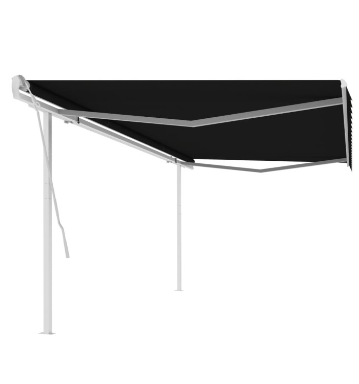 Auvent manuel rétractable avec poteaux 5x3,5 m Anthracite | Mobilier & Déco