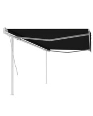 Auvent manuel rétractable avec poteaux 5x3,5 m Anthracite | Mobilier & Déco