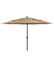 Parasol de jardin à 3 niveaux avec mât en aluminium taupe 3,5 m | Mobilier & Déco