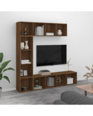 Ensemble bibliothèque/meuble TV 3 pcs Chêne marron 180x30x180cm | Mobilier & Déco