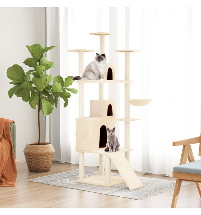 Arbre à chat avec griffoirs en sisal Crème 175 cm | Mobilier & Déco