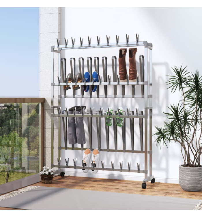 Étagère à chaussures avec roulettes Argenté 89x27x120 cm | Mobilier & Déco