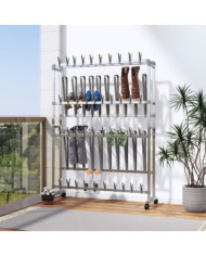 Étagère à chaussures avec roulettes Argenté 89x27x120 cm | Mobilier & Déco