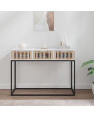 Table console blanc 105x30x75 cm bois d'ingénierie et fer | Mobilier & Déco