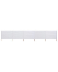 Paravent 5 panneaux Tissu 600 x 120 cm Blanc sable | Mobilier & Déco