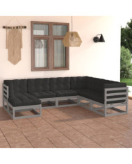 Salon de jardin 7 pcs avec coussins Bois de pin massif | Mobilier & Déco