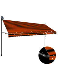Auvent manuel rétractable avec LED 400 cm Orange et marron | Mobilier & Déco