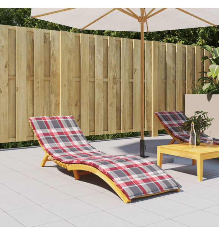 Coussin de chaise longue à carreaux rouge 200x60x3 cm | Mobilier & Déco