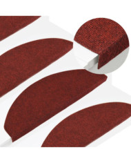 Tapis d'escalier autocollants 15 pcs 65x22,5x3,5 cm Rouge | Mobilier & Déco