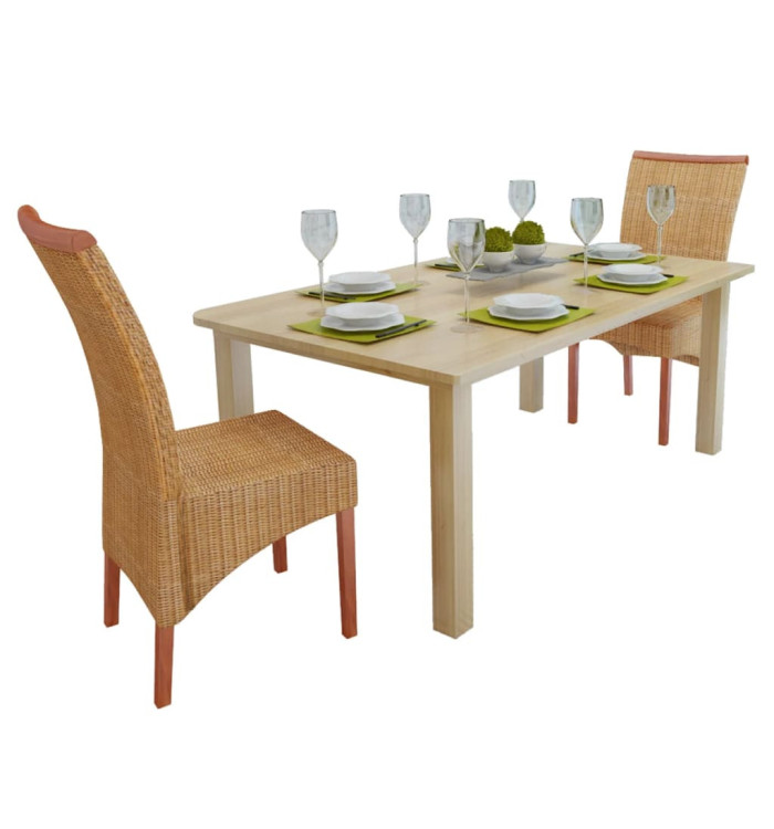 Chaises à manger lot de 2 marron rotin naturel | Mobilier & Déco