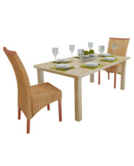 Chaises à manger lot de 2 marron rotin naturel | Mobilier & Déco