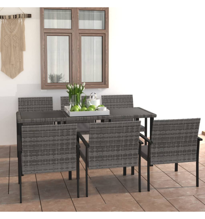 Ensemble à manger de jardin 7 pcs Résine tressée Gris | Mobilier & Déco