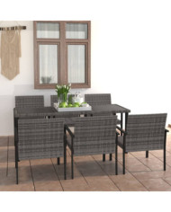 Ensemble à manger de jardin 7 pcs Résine tressée Gris | Mobilier & Déco