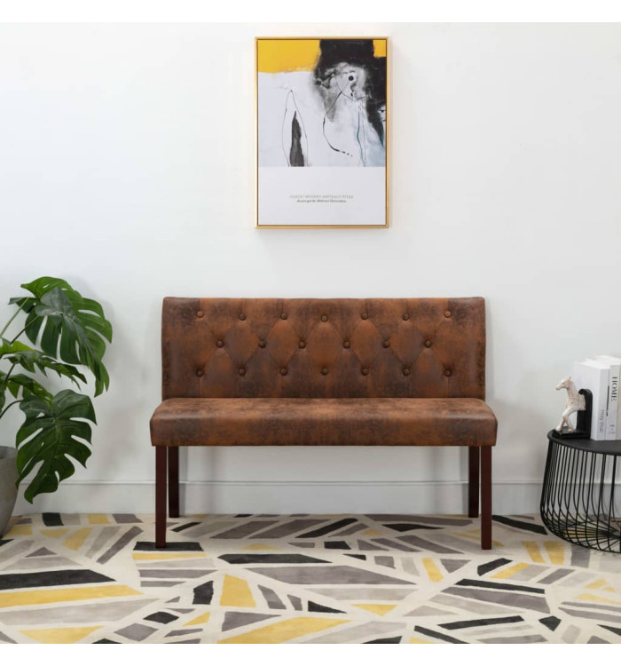 Banc 120 cm Marron Similicuir daim | Mobilier & Déco