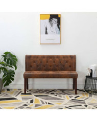 Banc 120 cm Marron Similicuir daim | Mobilier & Déco