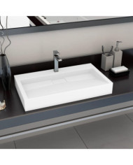 Lavabo 80x46x11 cm Fonte minérale/marbre Blanc | Mobilier & Déco