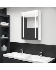 Armoire de salle de bain à miroir LED Blanc brillant 50x13x70cm | Mobilier & Déco