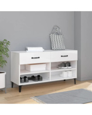 Armoire à chaussure Blanc brillant 102x35x55 cm Bois ingénierie | Mobilier & Déco