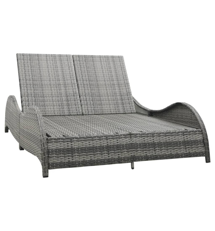 Chaise longue double avec coussin Résine tressée Anthracite | Mobilier & Déco