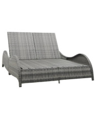 Chaise longue double avec coussin Résine tressée Anthracite | Mobilier & Déco
