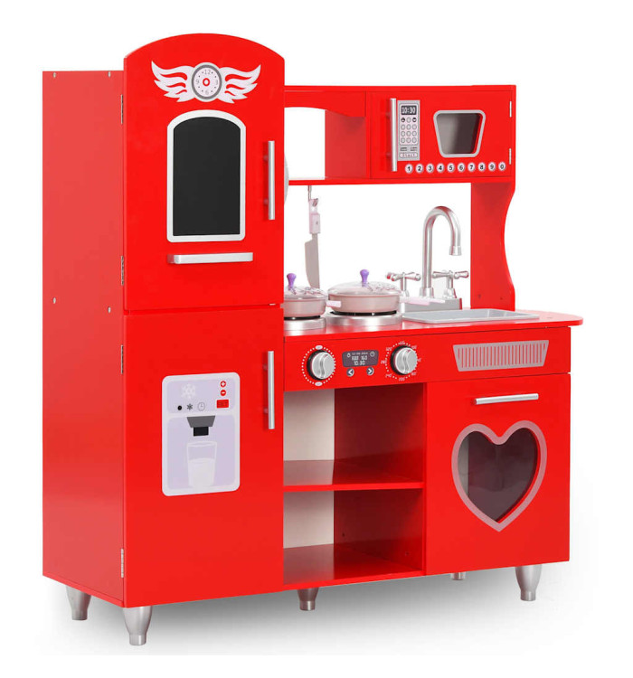 Cuisine en jouet pour enfants MDF 84x31x89 cm Rouge | Mobilier & Déco