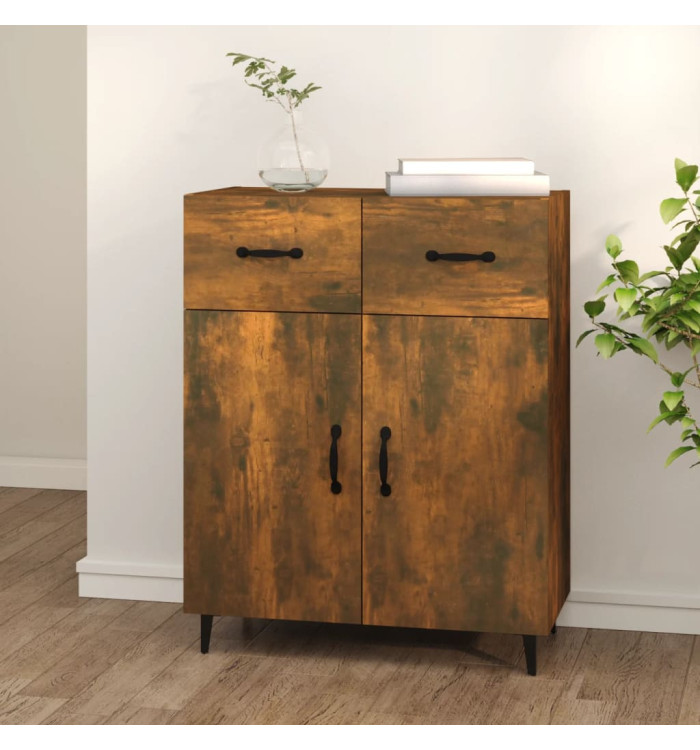 Buffet chêne fumé 69,5x34x90 cm bois d'ingénierie | Mobilier & Déco